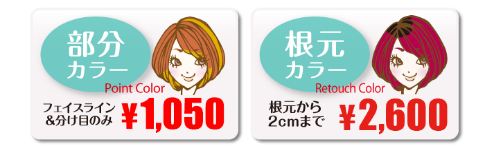 白髪染めメニュー