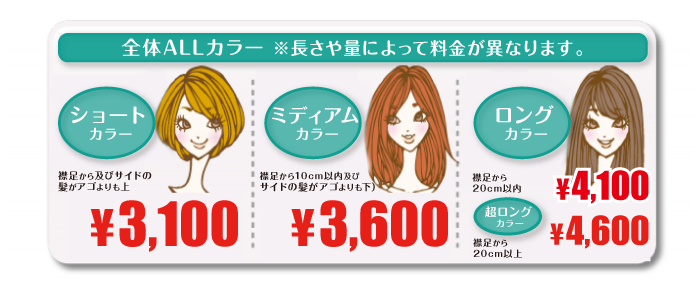 おしゃれ染めメニュー